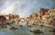 GUARDI, Francesco The Three-Arched Bridge at Cannaregio sdg oil painting